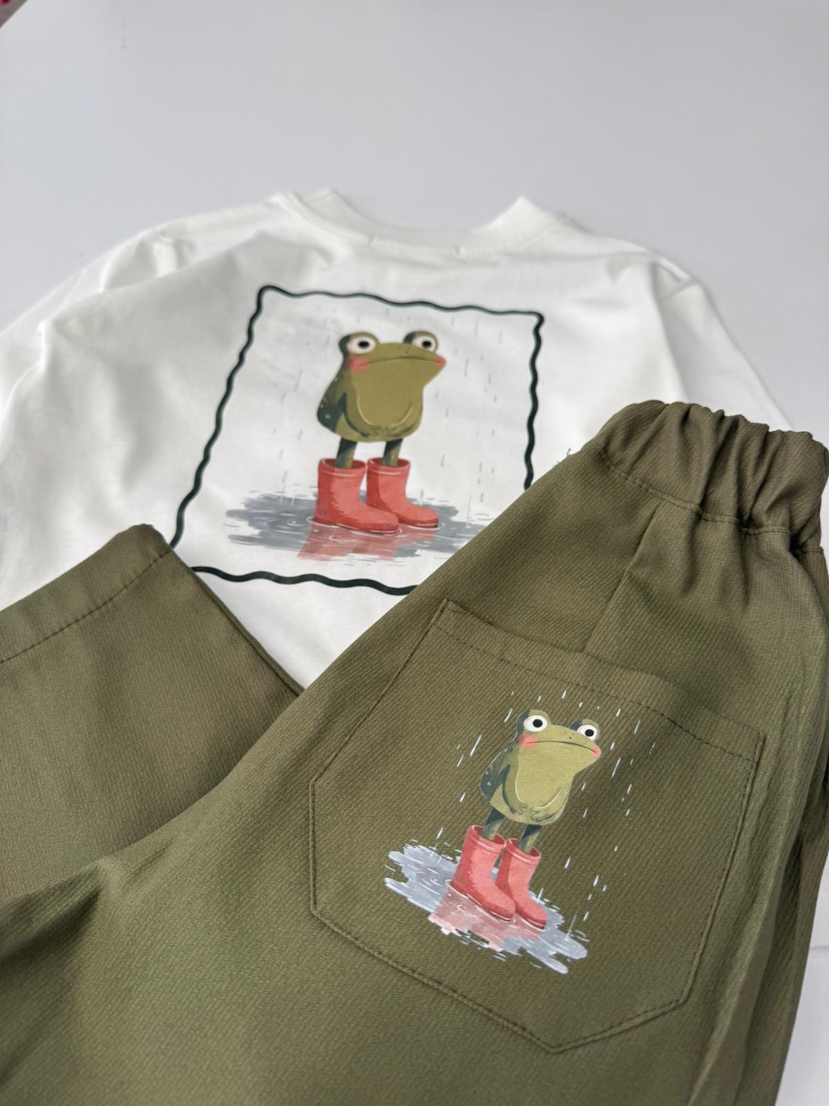 Little Frog Haki Çocuk Alt Üst Takım